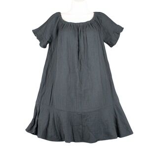 LOFT Womens‎ XS Gray Crinkle Cotton Peasant Dress Cottagecore Lagenlook Boho